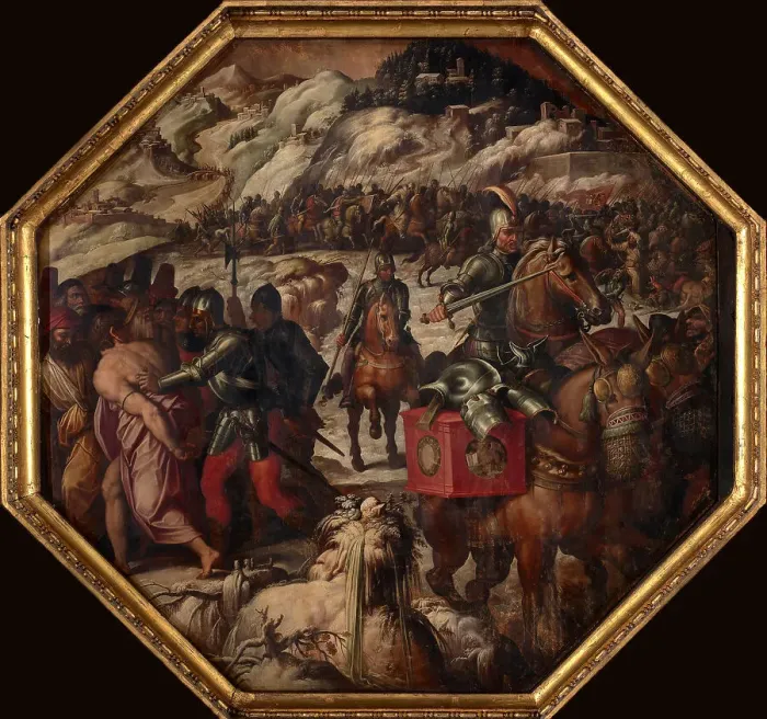 Framed Print : Defeat of the Venetians in Casentino, 1563-1565. Artist: Vasari, Giorgio (1511-1574) Framed Print : Defeat of the Venetians in Casentino, 1563-1565. Artist: Vasari, Giorgio (1511-1574)