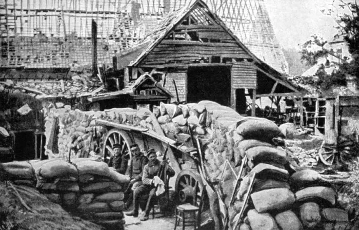 Framed Print : The defences of Carency, France, 1915 Framed Print : The defences of Carency, France, 1915