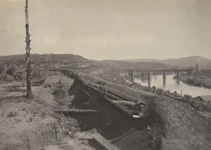 Framed Print : Defences of the Etawah Bridge, 1860s. Creator: George N. Barnard