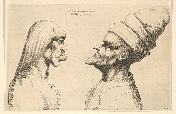 Two deformed heads facing each other, 1645. Creator: Wenceslaus Hollar