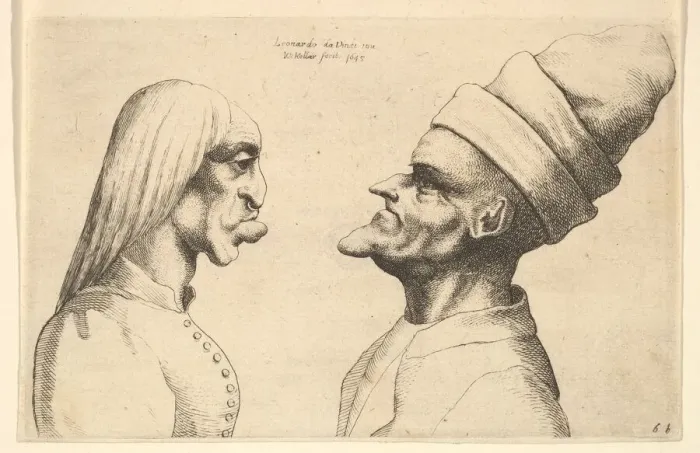 Framed Print : Two deformed heads facing each other, 1645. Creator: Wenceslaus Hollar Framed Print : Two deformed heads facing each other, 1645. Creator: Wenceslaus Hollar