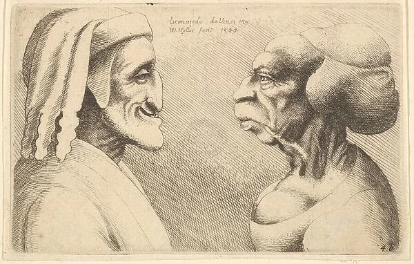 Two deformed heads (the figure on the left is possibly a caricature of Dante), 1645