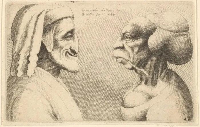 Framed Print : Two deformed heads (the figure on the left is possibly a caricature of Dante), 1645 Framed Print : Two deformed heads (the figure on the left is possibly a caricature of Dante), 1645