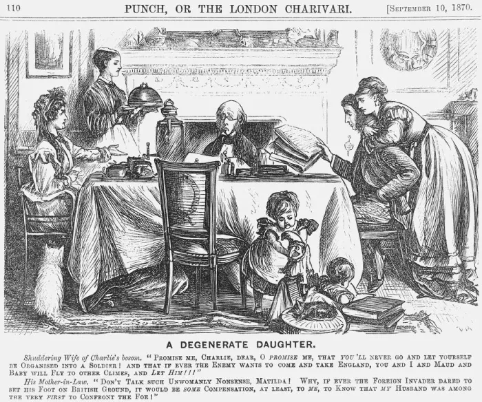 Framed Print : A Degenerate Daughter, 1870. Artist: George du Maurier Framed Print : A Degenerate Daughter, 1870. Artist: George du Maurier