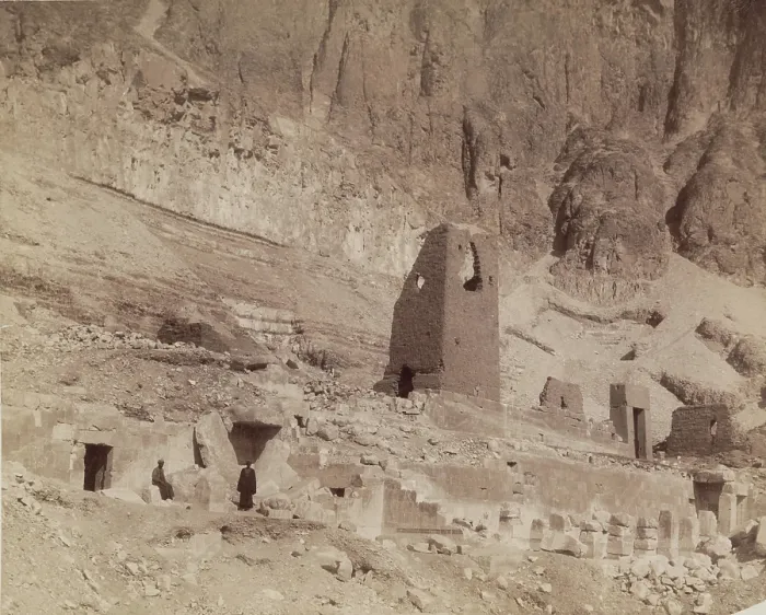 Framed Print : Deir el Bahri, Mortuary Temple of Queen Hatshepsut. Luxor, West Bank (Thebes), 19th century. Creator: Anon Framed Print : Deir el Bahri, Mortuary Temple of Queen Hatshepsut. Luxor, West Bank (Thebes), 19th century. Creator: Anon