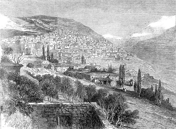 Deir-el-Kamr, on the southern side of Mount Lebanon, lately destroyed by the Druses, 1860. Creator: Unknown