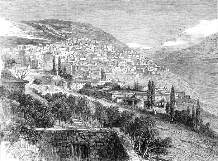 Framed Print : Deir-el-Kamr, on the southern side of Mount Lebanon, lately destroyed by the Druses, 1860. Creator: Unknown Framed Print : Deir-el-Kamr, on the southern side of Mount Lebanon, lately destroyed by the Druses, 1860. Creator: Unknown