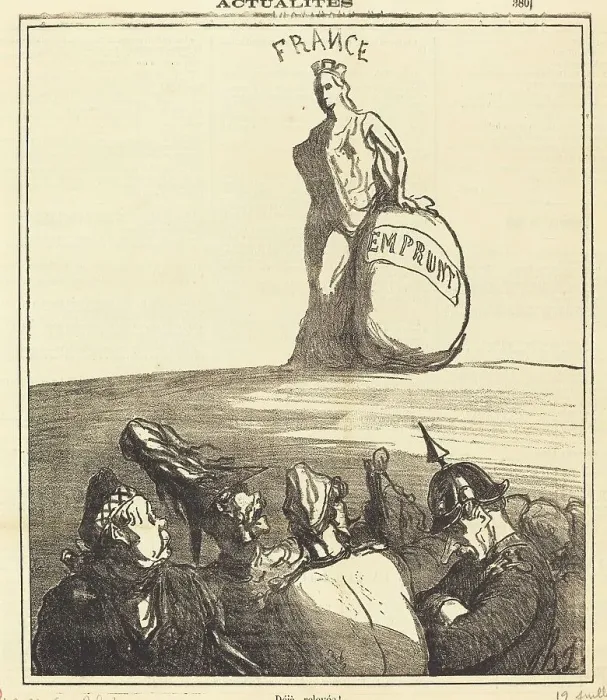 Framed Print : Déjà relevée!, 1871. Creator: Honore Daumier Framed Print : Déjà relevée!, 1871. Creator: Honore Daumier