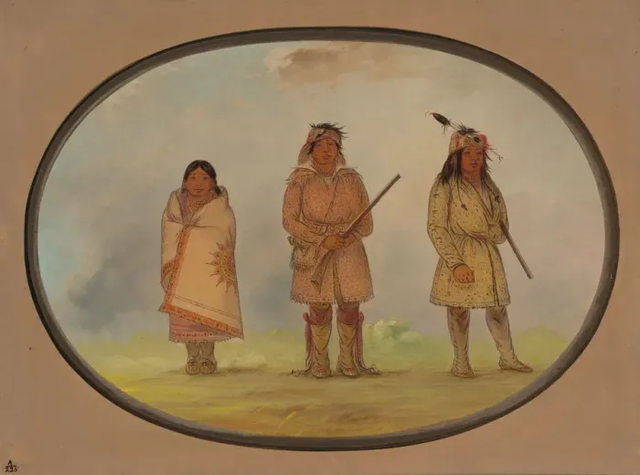 Framed Print : Three Delaware Indians, 1861 / 1869. Creator: George Catlin Framed Print : Three Delaware Indians, 1861 / 1869. Creator: George Catlin