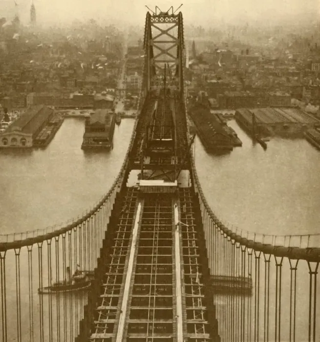 Framed Print : The Delaware River Suspension Bridge, c1930. Creator: Unknown Framed Print : The Delaware River Suspension Bridge, c1930. Creator: Unknown