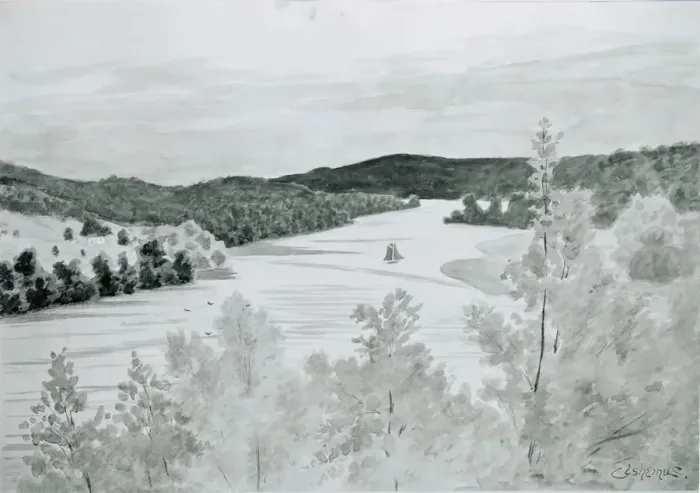 Framed Print : Delaware Water Gap, c. 1890. Creator: Louis Michel Eilshemius Framed Print : Delaware Water Gap, c. 1890. Creator: Louis Michel Eilshemius
