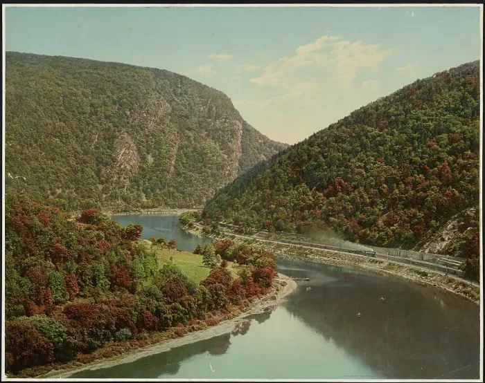 Framed Print : Delaware Water Gap, above the Gap from Winona Cliff, Pa. (between 1898 and 1906?). Creator: William H. Jackson Framed Print : Delaware Water Gap, above the Gap from Winona Cliff, Pa. (between 1898 and 1906?). Creator: William H. Jackson