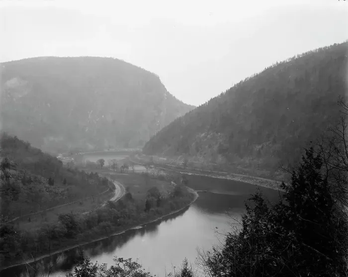 Framed Print : Delaware Water Gap from Winona Cliff, between 1900 and 1906. Creator: Unknown Framed Print : Delaware Water Gap from Winona Cliff, between 1900 and 1906. Creator: Unknown