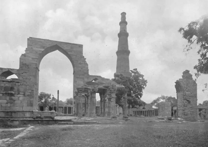 Framed Print : Delhi. - General View of Kutub Mosque and Ruins -, c1910. Creator: Unknown Framed Print : Delhi. - General View of Kutub Mosque and Ruins -, c1910. Creator: Unknown