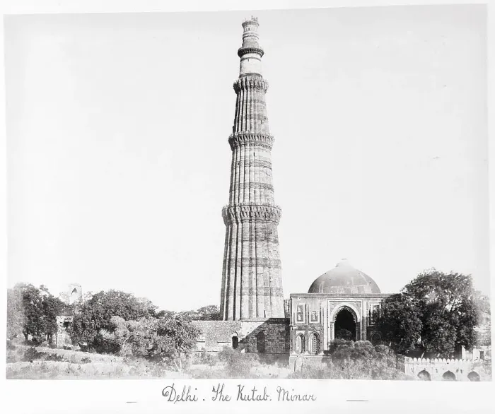 Framed Print : Delhi, The Kutab Minar, Late 1860s. Creator: Samuel Bourne Framed Print : Delhi, The Kutab Minar, Late 1860s. Creator: Samuel Bourne