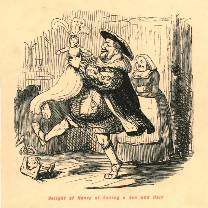 Framed Print : Delight of Henry at having a Son and Heir, 1897. Creator: John Leech Framed Print : Delight of Henry at having a Son and Heir, 1897. Creator: John Leech