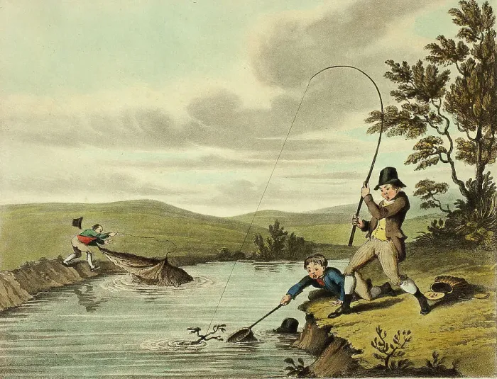 Framed Print : Delights of Fishing, 1823. Creator: Charles Turner Framed Print : Delights of Fishing, 1823. Creator: Charles Turner