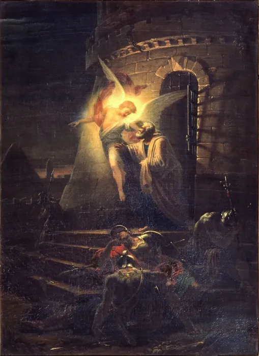 Framed Print : The Deliverance of Saint Peter, 1806. Artist: Vitberg, Alexander Lavrentievich (1787-1855) Framed Print : The Deliverance of Saint Peter, 1806. Artist: Vitberg, Alexander Lavrentievich (1787-1855)