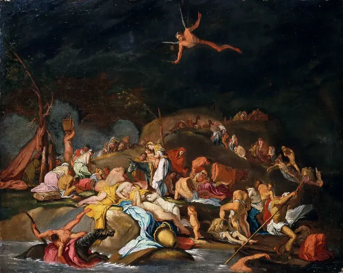Framed Print : The Deluge. Deucalion and Pyrrha, ca 1675. Creator: Carpioni, Giulio (1613-1678) Framed Print : The Deluge. Deucalion and Pyrrha, ca 1675. Creator: Carpioni, Giulio (1613-1678)