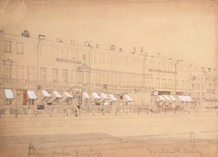 Framed Print : The Demidov Hotel at the Nevsky Prospekt in St. Petersburg, Mid of the 19th century. Artist: Premazzi, Ludwig (Luigi) (1814-1891) Framed Print : The Demidov Hotel at the Nevsky Prospekt in St. Petersburg, Mid of the 19th century. Artist: Premazzi, Ludwig (Luigi) (1814-1891)