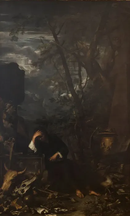 Framed Print : Democritus in Meditation, 1651. Artist: Rosa, Salvatore (1615-1673) Framed Print : Democritus in Meditation, 1651. Artist: Rosa, Salvatore (1615-1673)
