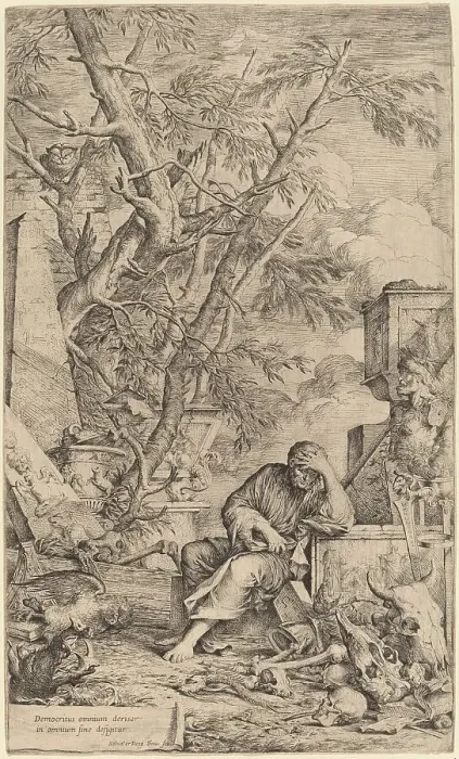 Framed Print : Democritus in Meditation, 1662. Creator: Salvator Rosa Framed Print : Democritus in Meditation, 1662. Creator: Salvator Rosa