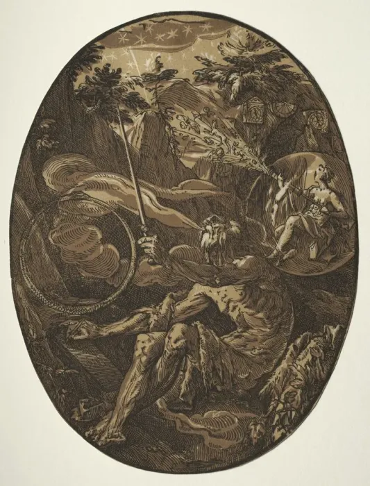 Framed Print : Demogorgon in the Cave of Eternity, c. 1588. Creator: Hendrick Goltzius (Dutch, 1558-1617) Framed Print : Demogorgon in the Cave of Eternity, c. 1588. Creator: Hendrick Goltzius (Dutch, 1558-1617)