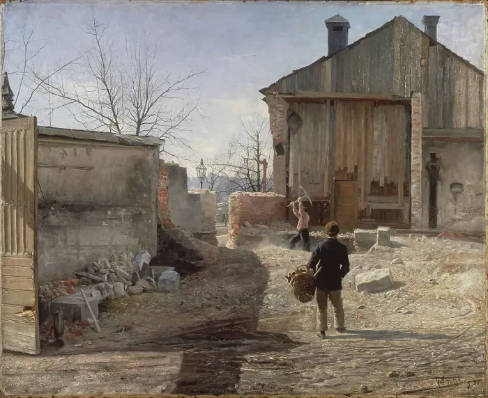 Framed Print : Demolishing the Old Orphanage, Stockholm, 1886. Creator: Anshelm Schultzberg Framed Print : Demolishing the Old Orphanage, Stockholm, 1886. Creator: Anshelm Schultzberg