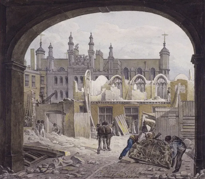 Framed Print : Demolition of Guildhall Chapel, London, 1820. Artist: Robert Blemmell Schnebbelie Framed Print : Demolition of Guildhall Chapel, London, 1820. Artist: Robert Blemmell Schnebbelie