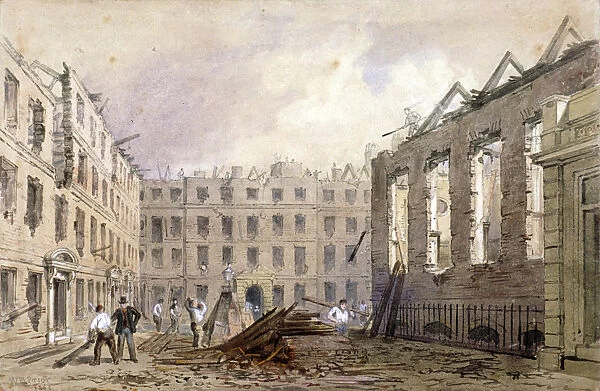 The demolition of Lyons Inn, Westminster, London, 1862. Artist: William Henry Prior