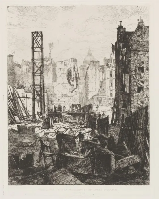 Framed Print : Demolition for the Opening of Boulevard St. Germain, 1862. Creator: Maxime Lalanne (French Framed Print : Demolition for the Opening of Boulevard St. Germain, 1862. Creator: Maxime Lalanne (French