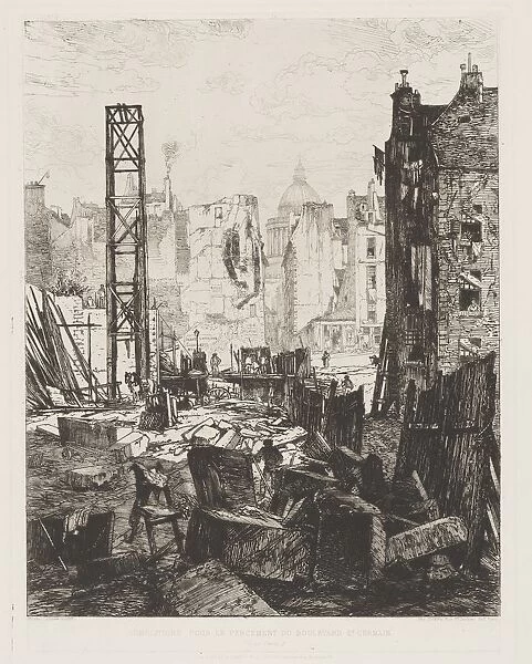 Demolition for the Opening of Boulevard St. Germain, 1862. Creator: Maxime Lalanne (French