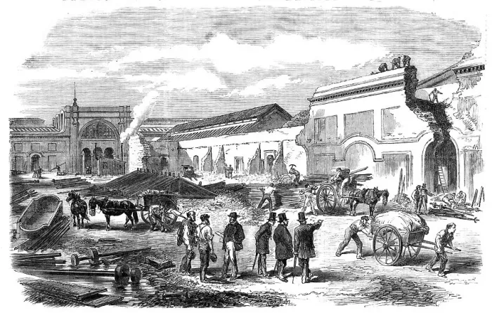 Framed Print : Demolition of the Paris Exhibition Building: the Central Garden, 1868. Creator: Unknown Framed Print : Demolition of the Paris Exhibition Building: the Central Garden, 1868. Creator: Unknown