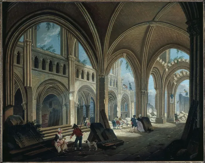 Framed Print : Demolition of Saint-Jean-en-Greve church in 1800. Creator: Pierre-Antoine Demachy Framed Print : Demolition of Saint-Jean-en-Greve church in 1800. Creator: Pierre-Antoine Demachy