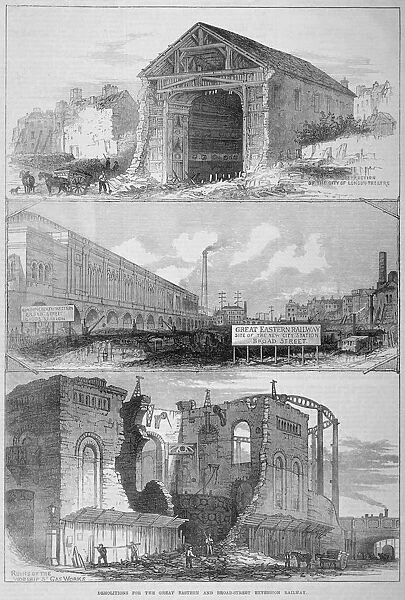 Demolitions for the Broad Street Extension of the Great Eastern Railway, City of London, 1875