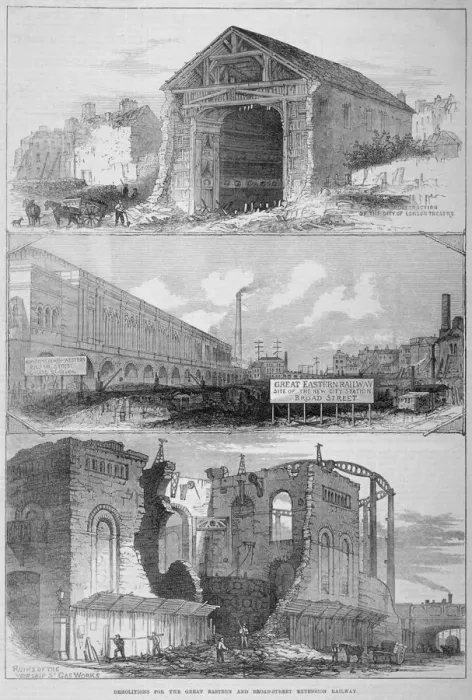 Framed Print : Demolitions for the Broad Street Extension of the Great Eastern Railway, City of London, 1875 Framed Print : Demolitions for the Broad Street Extension of the Great Eastern Railway, City of London, 1875
