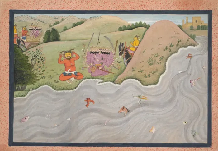 Framed Print : The Demon Marichi Tries to Dissuade Ravana... from a dispersed Ramayana series, ca Framed Print : The Demon Marichi Tries to Dissuade Ravana... from a dispersed Ramayana series, ca