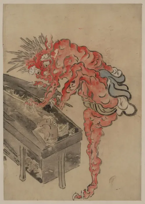 Framed Print : Demon, possibly Ibaraki, opening a box, Early 19th cen Artist: Anonymous Framed Print : Demon, possibly Ibaraki, opening a box, Early 19th cen Artist: Anonymous