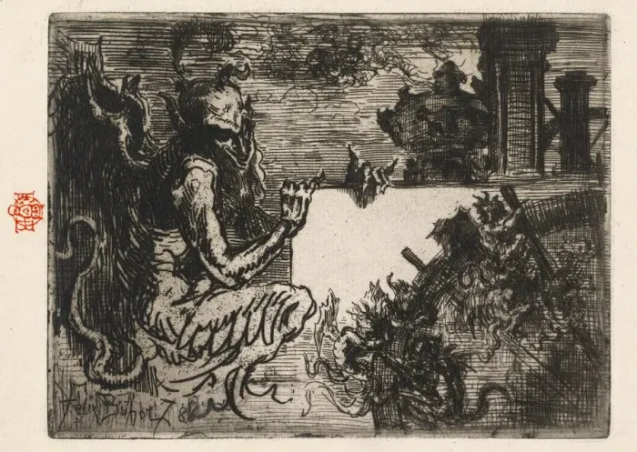 Framed Print : The Demon Printer, 1878. Creator: Felix Hilaire Buhot Framed Print : The Demon Printer, 1878. Creator: Felix Hilaire Buhot