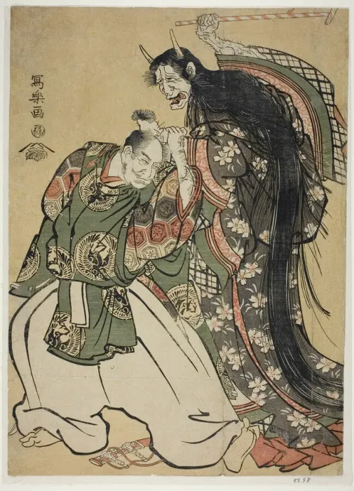 Framed Print : Demon Woman Beating a Samurai, 1794. Creator: Toshusai Sharaku Framed Print : Demon Woman Beating a Samurai, 1794. Creator: Toshusai Sharaku