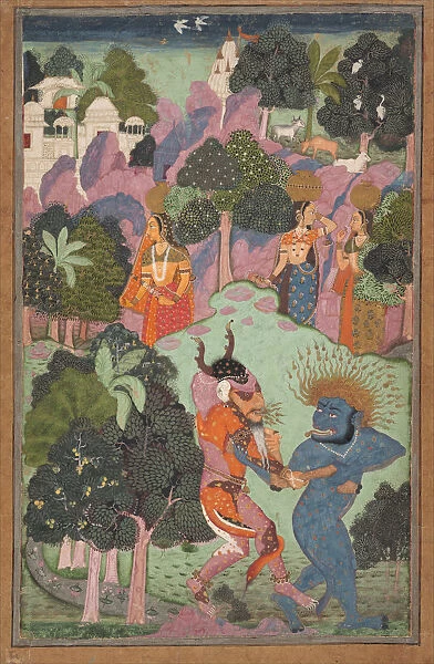 Demons Fighting Over an Animal Limb, late 17th century. Creator: Unknown