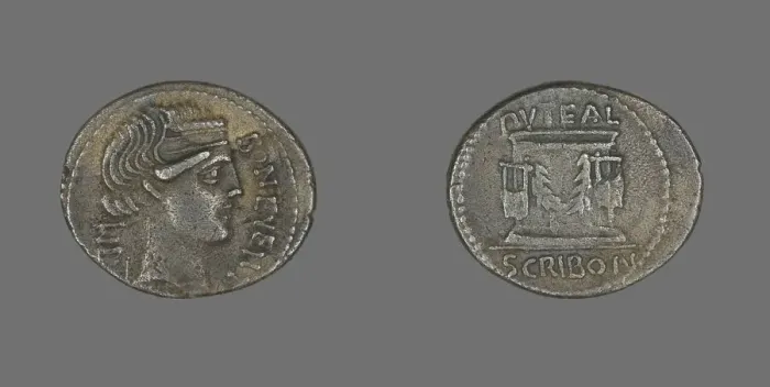 Framed Print : Denarius (Coin) Depicting Bonus Eventus, 62 or 54 BCE. Creator: Unknown Framed Print : Denarius (Coin) Depicting Bonus Eventus, 62 or 54 BCE. Creator: Unknown