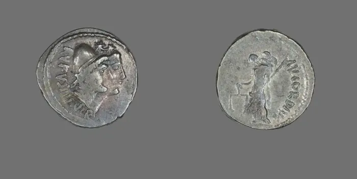 Framed Print : Denarius (Coin) Depicting the Dioscuri, 49 BCE. Creator: Unknown Framed Print : Denarius (Coin) Depicting the Dioscuri, 49 BCE. Creator: Unknown