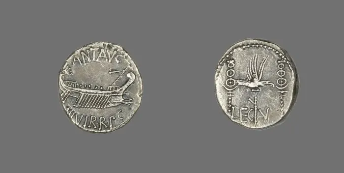 Framed Print : Denarius (Coin) Depicting a Galley, 32-31 BCE. Creator: Unknown Framed Print : Denarius (Coin) Depicting a Galley, 32-31 BCE. Creator: Unknown