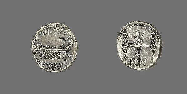 Denarius (Coin) Depicting a Galley, 32-31 BCE. Creator: Unknown