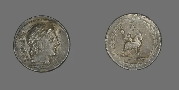Framed Print : Denarius (Coin) Depicting the God Apollo, 85 BCE. Creator: Unknown Framed Print : Denarius (Coin) Depicting the God Apollo, 85 BCE. Creator: Unknown