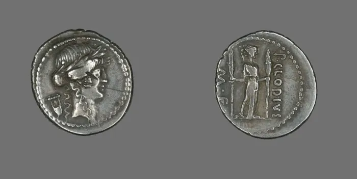 Framed Print : Denarius (Coin) Depicting the God Apollo, about 42 BCE, issued by P. Clodius Framed Print : Denarius (Coin) Depicting the God Apollo, about 42 BCE, issued by P. Clodius