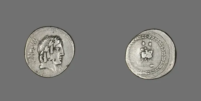 Framed Print : Denarius (Coin) Depicting the God Apollo, 85 BCE. Creator: Unknown Framed Print : Denarius (Coin) Depicting the God Apollo, 85 BCE. Creator: Unknown