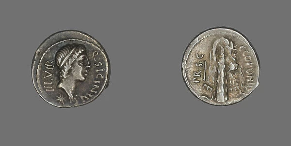 Denarius (Coin) Depicting the God Apollo, 49 BCE. Creator: Unknown