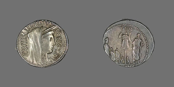 Denarius (Coin) Depicting the Goddess Concordia, about 62 BCE. Creator: Unknown